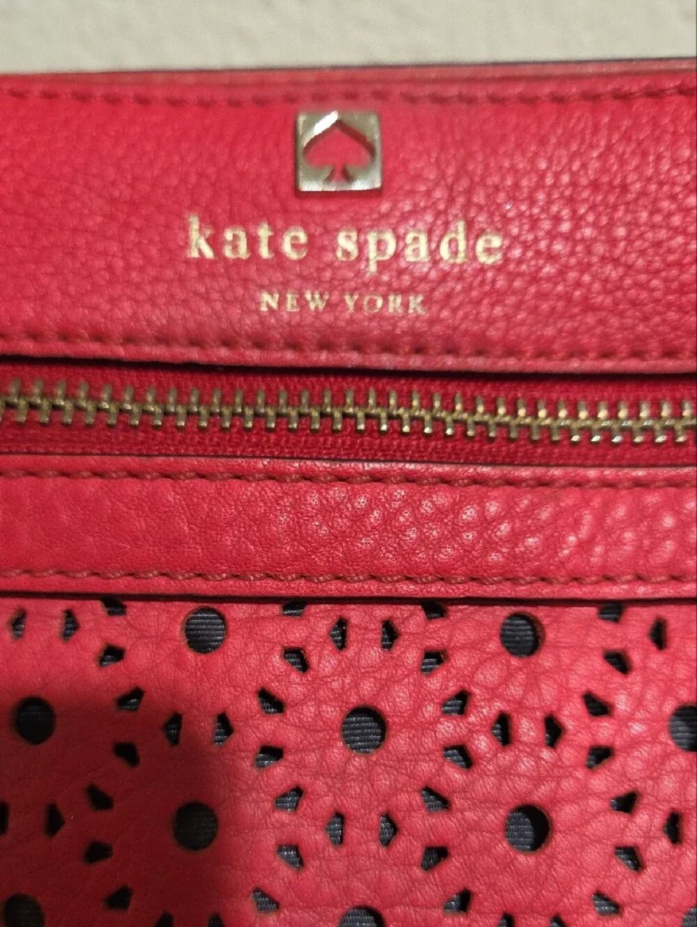 kate spade Red Perforated Leather Shoulder Crossbody Bag